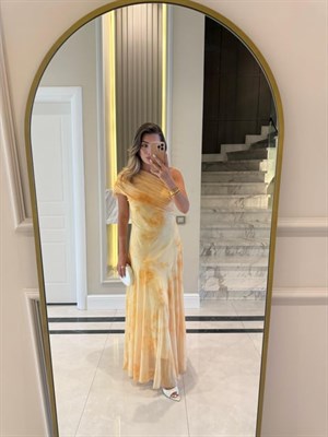 Sarı Uzun Dinant Elbise