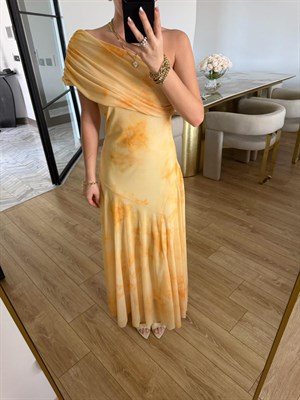 Sarı Uzun Dinant Elbise