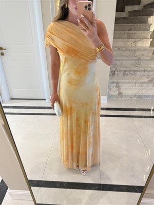 Sarı Uzun Dinant Elbise