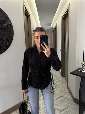 Siyah Bel Korseli Gömlek-1005