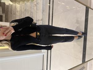 Siyah Bisiklet Yaka Fitilli Düğmeli İnce Triko Hırka -60967