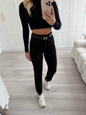 Siyah Boy Fit Yüksekbel Jean-ZR