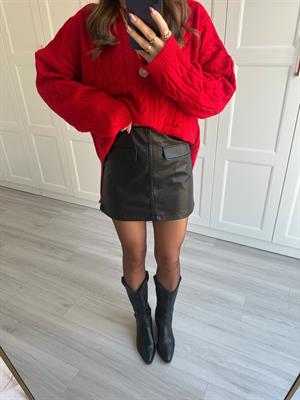 Siyah Cepli Deri Etek