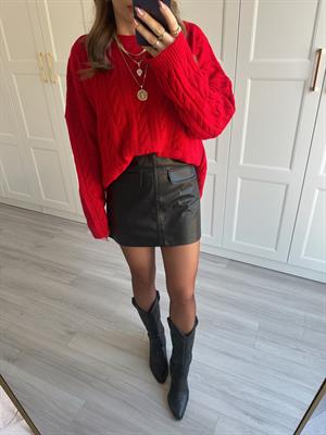 Siyah Cepli Deri Etek