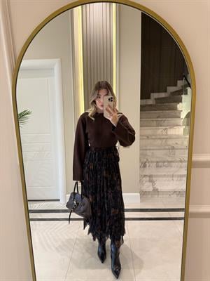 Siyah Desenli Etek-1115