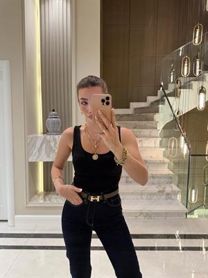 Siyah  DLV Kalın Askılı Poliamid Atlet -20977