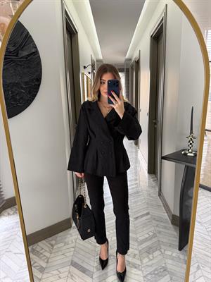 Siyah Dört Düğmeli Gömlek-3242