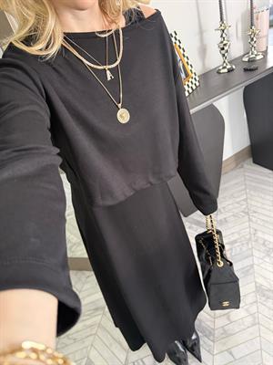 Siyah Elbiseli Modal Kumaş İkili Takım-4064