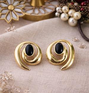 Siyah Fiona Gold Küpe