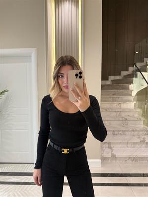 Siyah Havuz Yaka Fitilli Triko Body