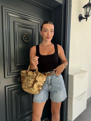 Siyah Havuz Yaka Krl Fitili Atlet