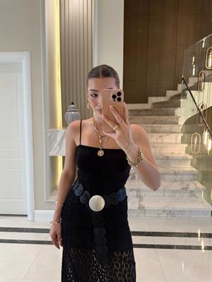 Siyah İp Askılı İçi Pedli Pamuklu Crop Top