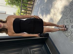 Siyah  Kapak Cepli Straplez Mini Elbise 