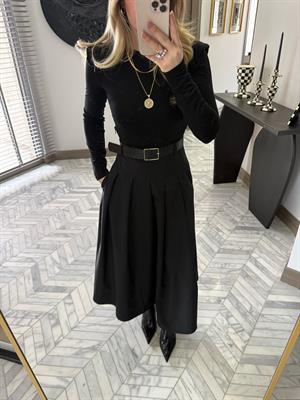 Siyah Kemer Detaylı Elbise-37022