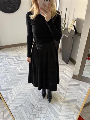 Siyah Kemer Detaylı Etek-37037