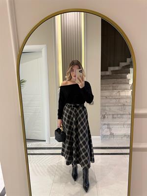 Gri Kemerli Salaş Etek-37057