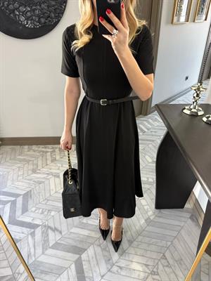 Siyah Kısa Kollu Pensli Elbise-1013