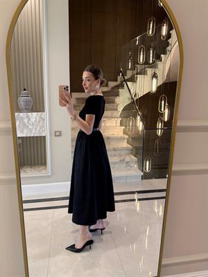 Siyah Kısa Kollu Viyana Elbise