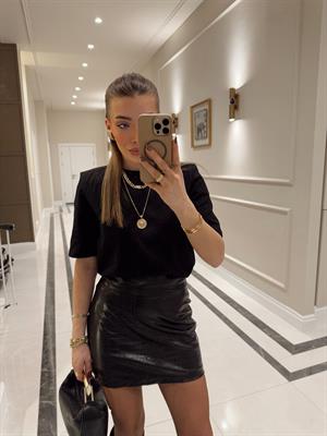 Siyah Krokodil Deri Etek