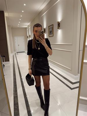 Siyah Krokodil Deri Etek