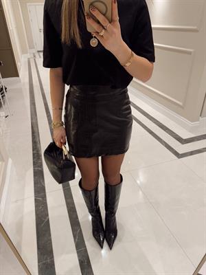 Siyah Krokodil Deri Etek