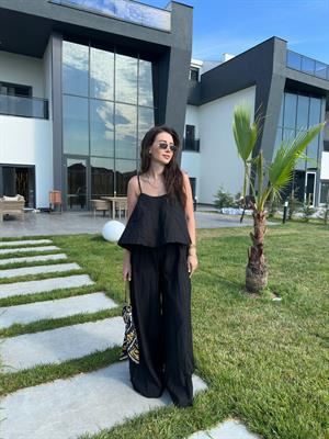 Siyah Marka Model Kırışık İkili Takım