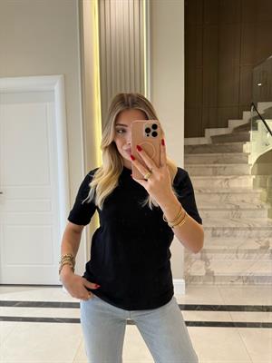 Siyah Massı Kısa Kollu Basic Tişört