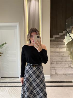 Siyah Omzu Düşük Bluz-1069