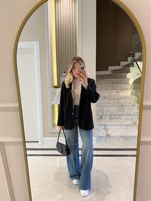 Siyah Oversize Poliviskon Blazer Ceket