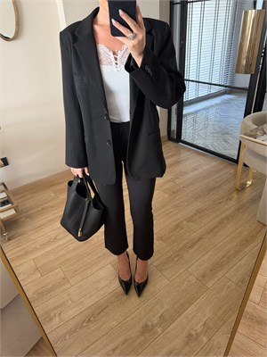 Siyah Oversize Poliviskon Blazer Ceket