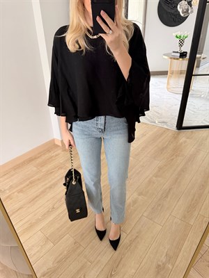 Siyah Pelerin Bluz-5044