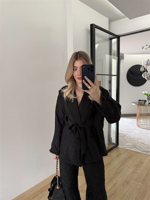 Siyah Şal Yaka Kimono Takım-51100