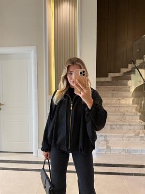 Siyah Saten Bomber Ceket-9584