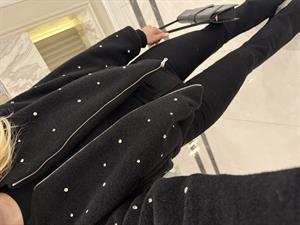 Siyah Taş İşlemeli Bomber Ceket