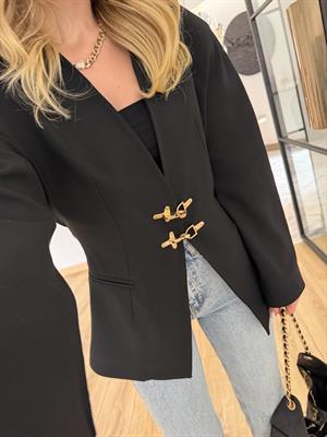 Siyah Yakasız Blazer Ceket-9726