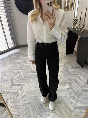 Siyah Taşlı Wide Leg Jean