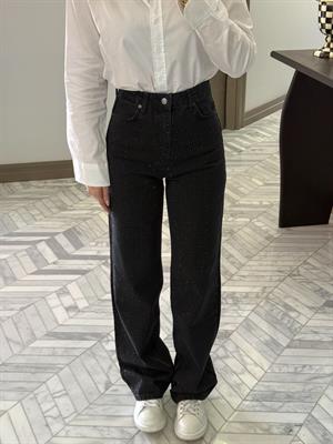 Siyah Taşlı Wide Leg Jean