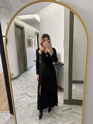 Siyah Uzun Elbise-1009