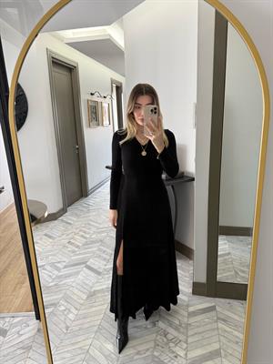 Siyah Uzun Elbise-1009