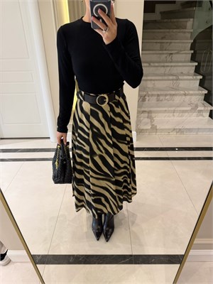 Siyah Zebra Desenli Etek