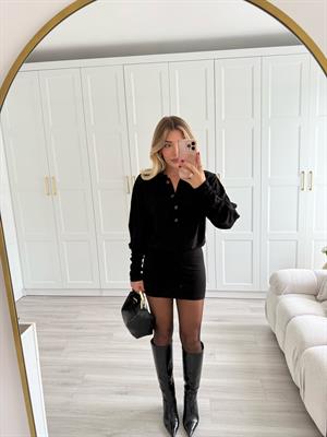 Siyah Zr Orjinal Marka Vatkalı Elbise