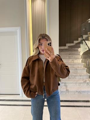 Taba  Nubuk Fermuarlı Bomber Ceket