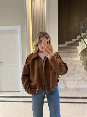 Taba  Nubuk Fermuarlı Bomber Ceket