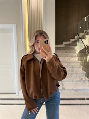 Taba  Nubuk Fermuarlı Bomber Ceket