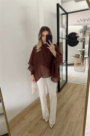 Tarçın Uçuşan Pelerin Bluz-5026