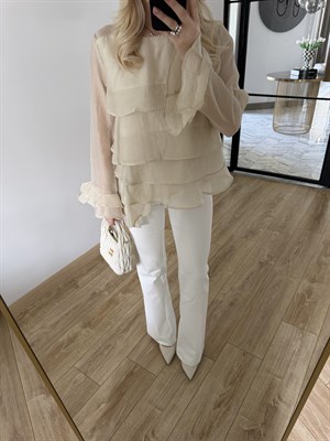 Taş Fırfırlı Bluz-5049