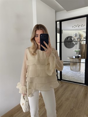 Taş Fırfırlı Bluz-5049