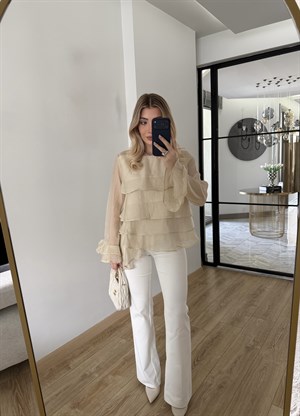 Taş Fırfırlı Bluz-5049