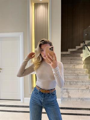 Taş  Massi Orjinal Marka Modal Kumaş Uzun Kollu Top