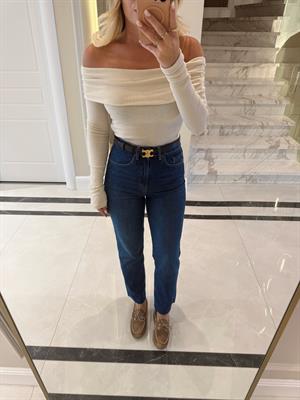 Taş  Omuzları Açık Uzun Kollu Top-32128